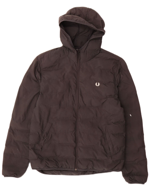 Męska ocieplana kurtka z kapturem Fred Perry UK 40, duża, czarna, poliester