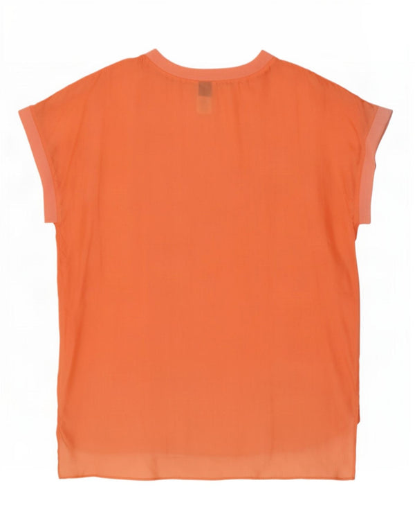 Vintage Womens Shift Dress UK 20 2XL Orange Silk