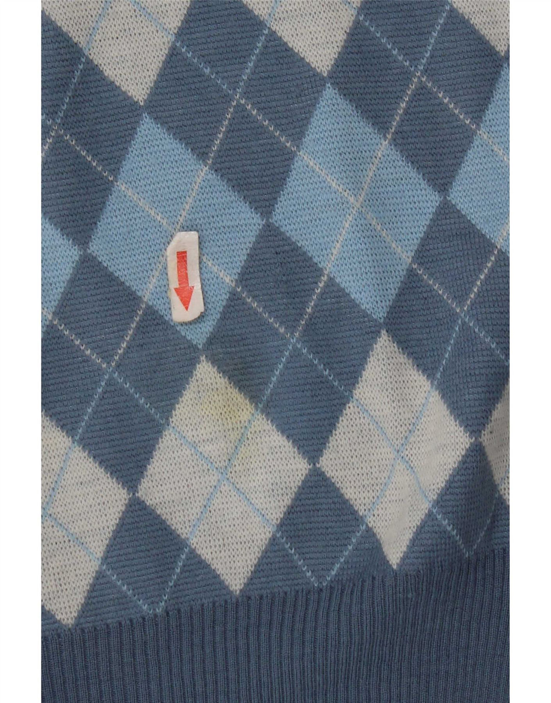 Tank top męski w stylu vintage, średni niebieski Argyle/diamentowa wełna