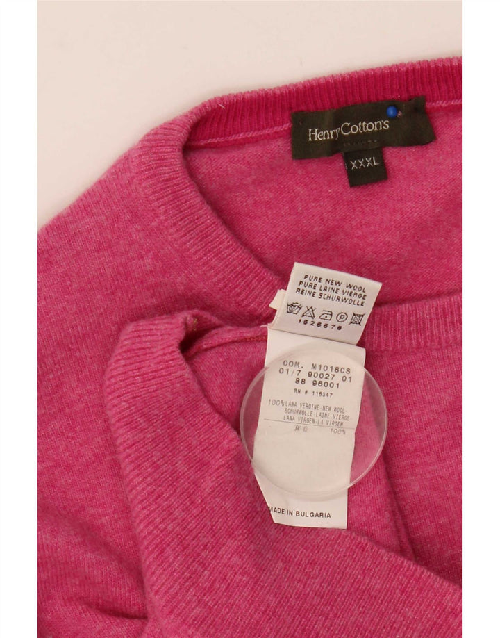 Męski sweter z wycięciem pod szyją Henry Cottons 3XL Różowa wełna