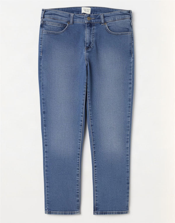 Damskie jeansy Crop Straight White Stuff UK 10 Small W28 L24 Niebieskie bawełniane