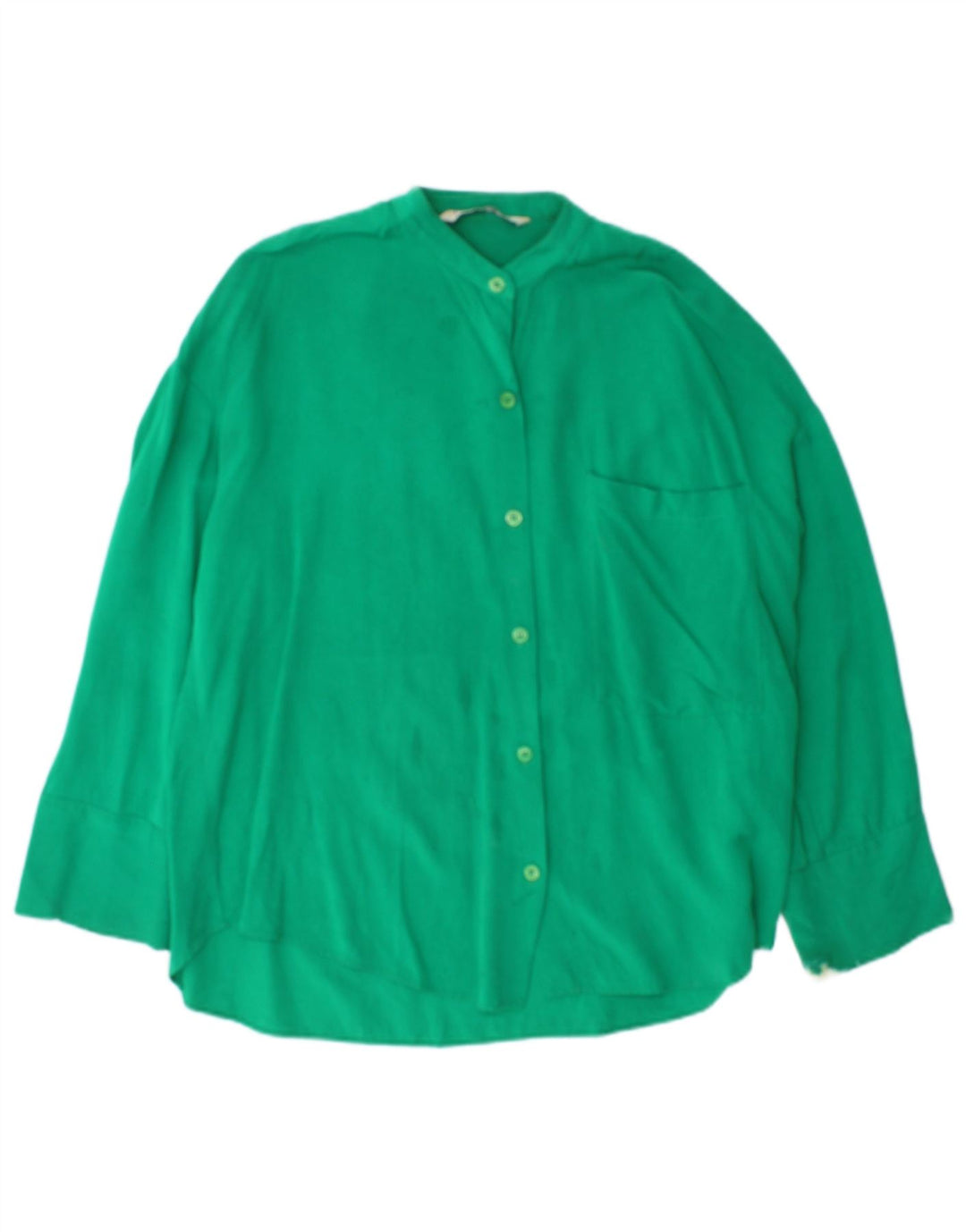Damska bluzka koszulowa oversize Zara UK 10 Small, zielona wiskoza
