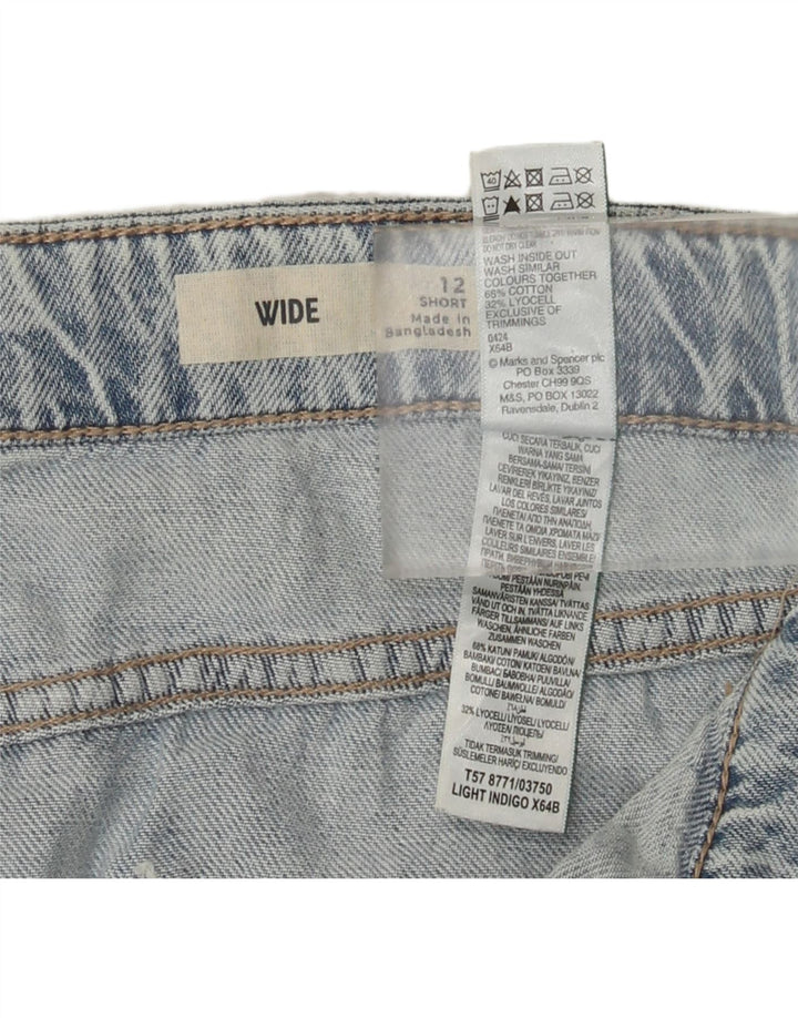 Marks & Spencer Damskie jeansy cargo z szeroką nogawką UK 12 Medium W32 L28 Niebieskie