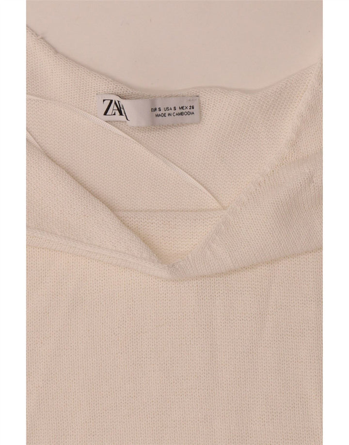 Damski top na ramiączkach Zara Crop Knit UK 8 Small White Wiskoza