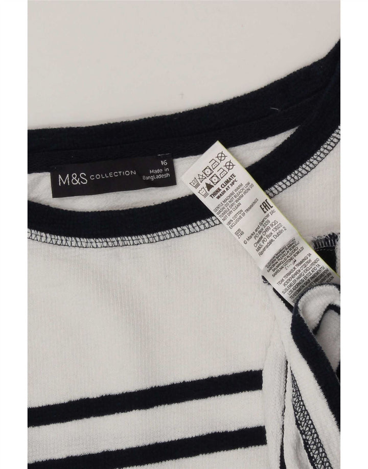 Marks & Spencer Damski top z długim rękawem, UK 16, duży, bawełniany w białe paski