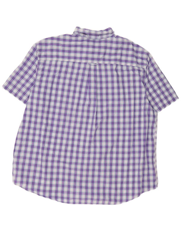 Męska koszula z krótkim rękawem Chaps Big & Tall, 3XL, bawełniana w fioletową kratkę