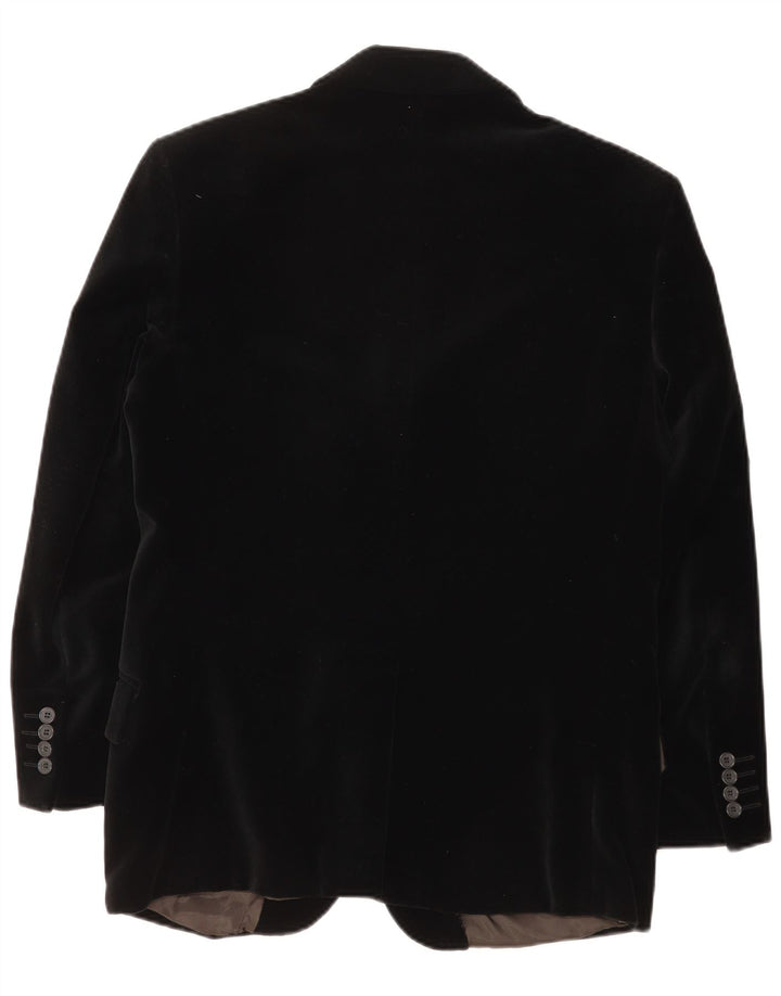 Vintage męska marynarka zapinana na 3 guziki, aksamitna marynarka UK 38, średnia czarna