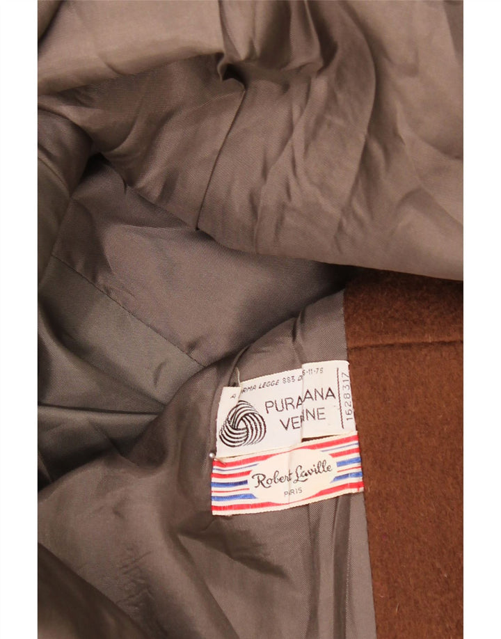 Płaszcz damski w stylu vintage UK 14 Średni brązowy, dziewicza wełna