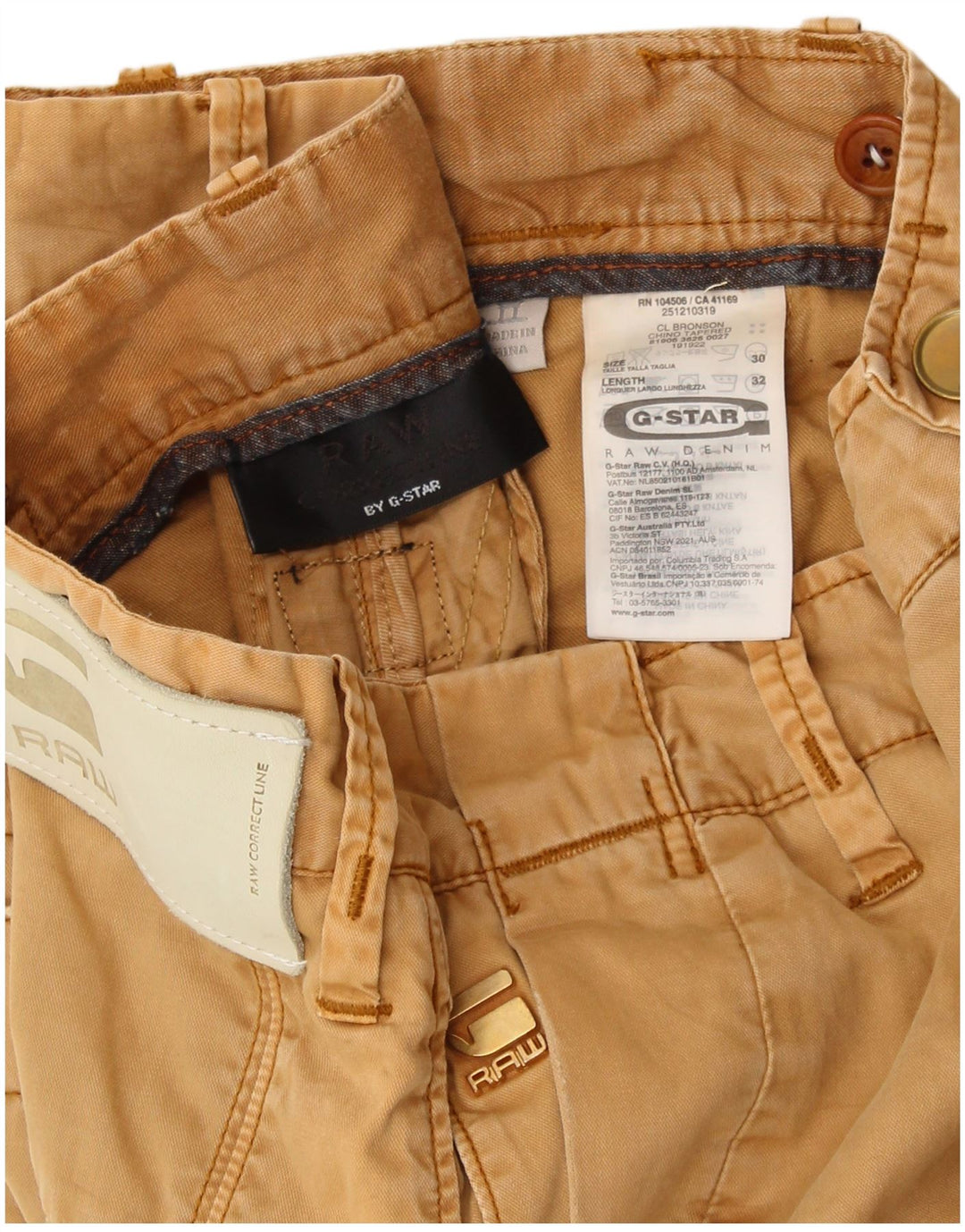 Męskie proste spodnie chino G-STAR W30 L32 Żółta bawełna