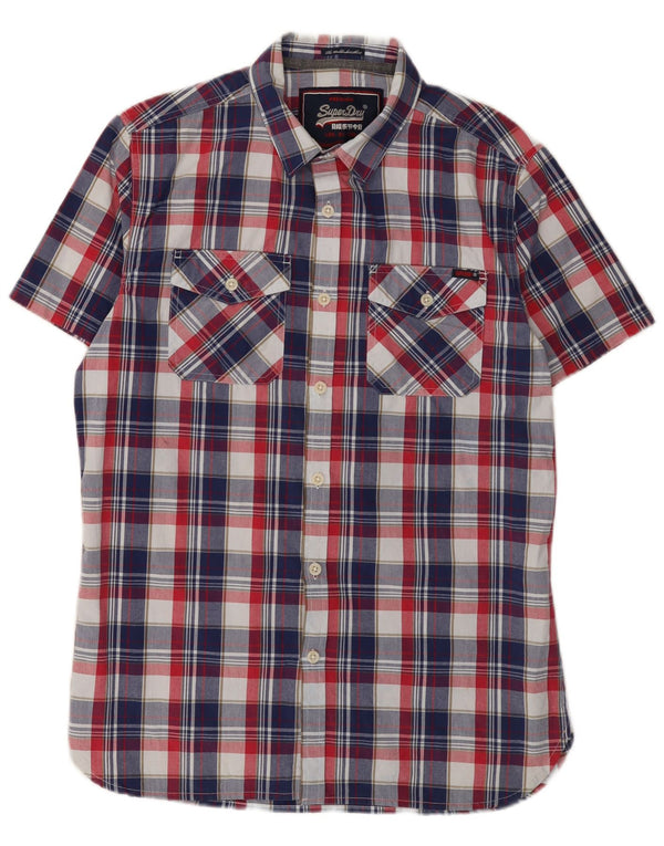 SUPERDRY Mens Short Sleeve Shirt Large Multicoloured Check Cotton
