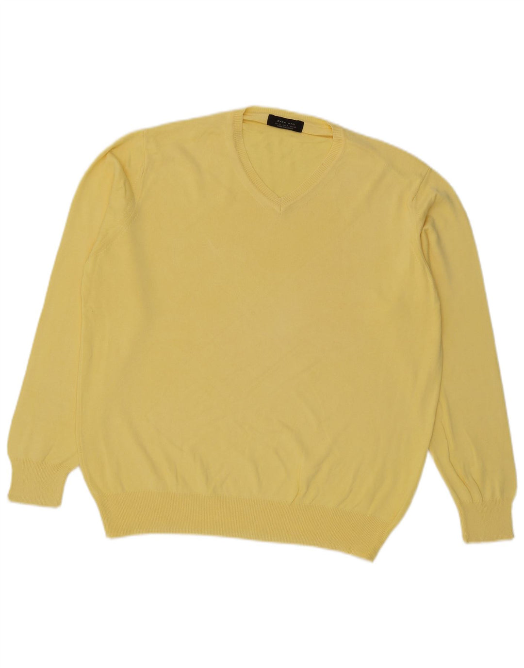 Męski sweter Zara z dekoltem w kształcie litery V, XL, żółty