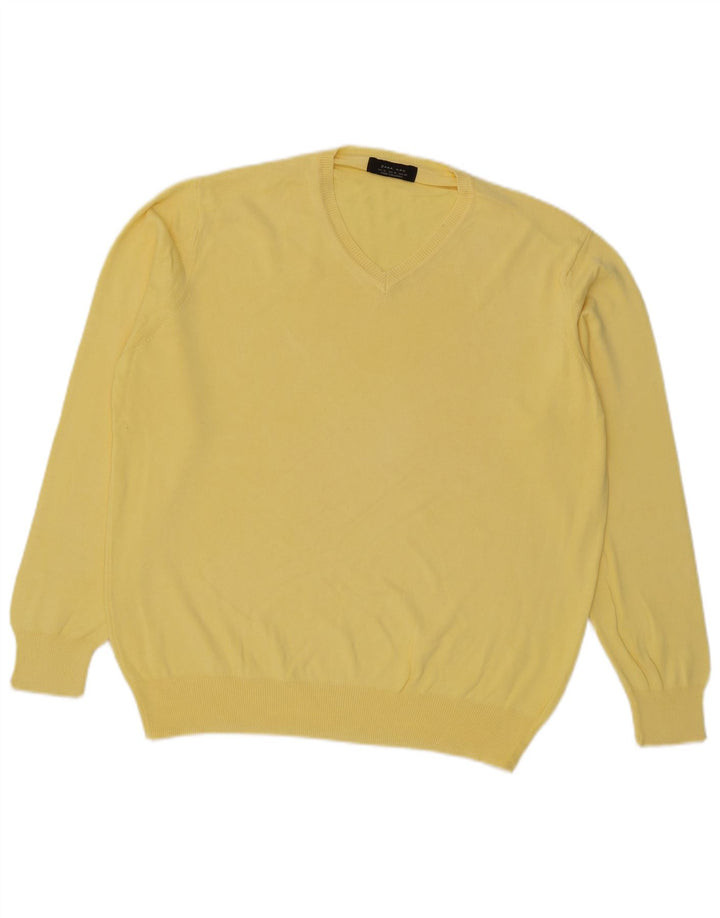 Męski sweter Zara z dekoltem w kształcie litery V, XL, żółty