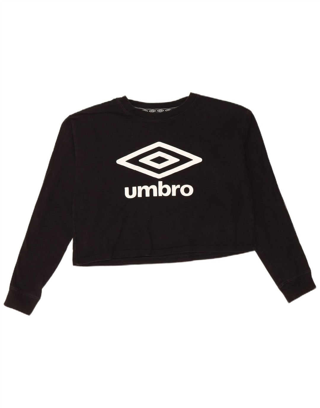 Damski top Umbro Crop Oversize z grafiką z długim rękawem UK 10 Small Black