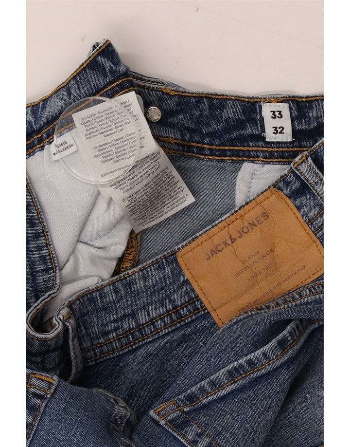 JACK & JONES Męskie jeansy slim W33 L32 Niebieskie, bawełniane