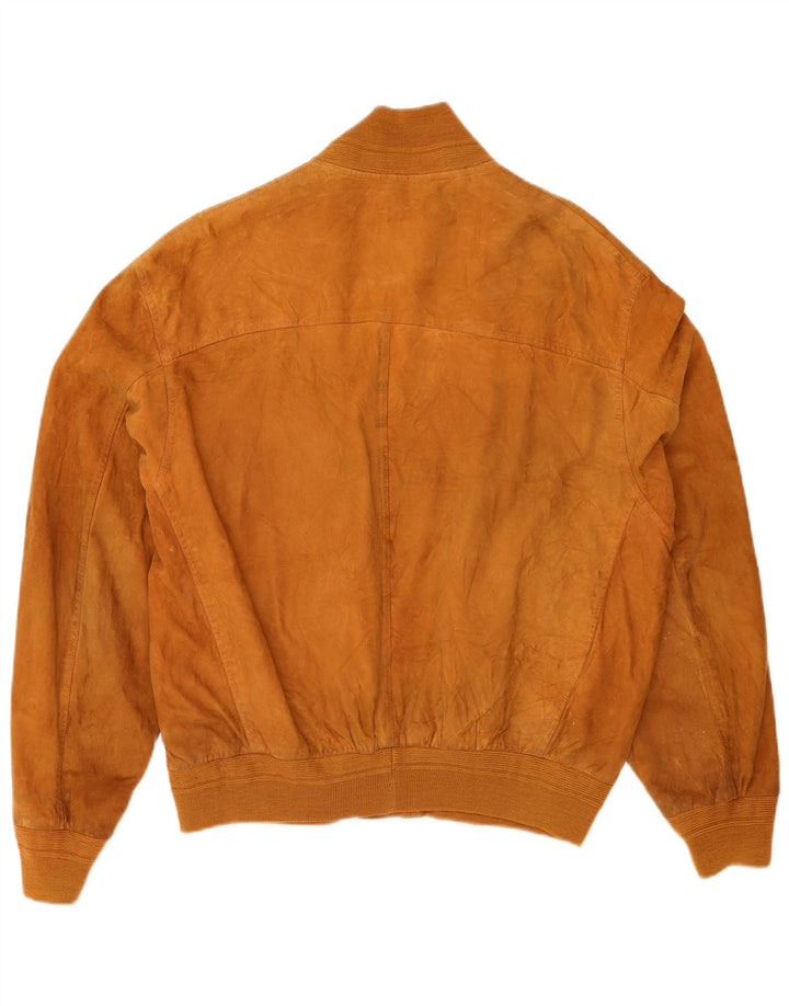 Vintage męska zamszowa kurtka bomber IT 52 XL brązowa skóra