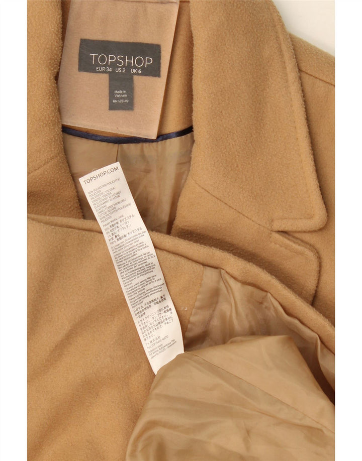 Topshop damski płaszcz UK 6 XS beżowy poliester