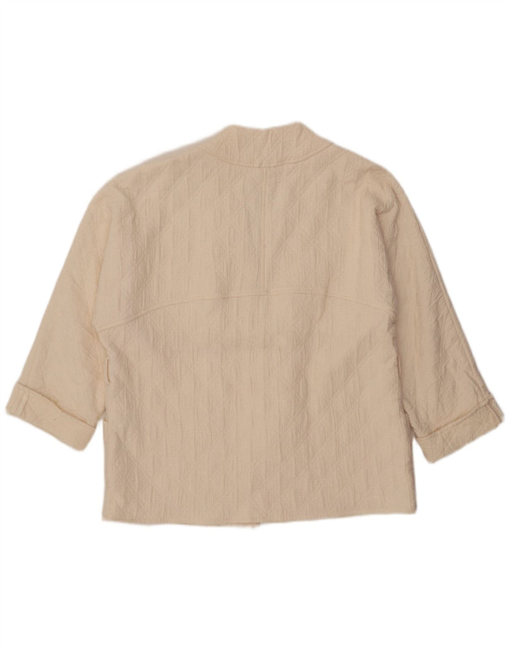 Damska marynarka ZARA oversize z rękawami 3/4 i otwartymi, UK 14, średnia złamana biel