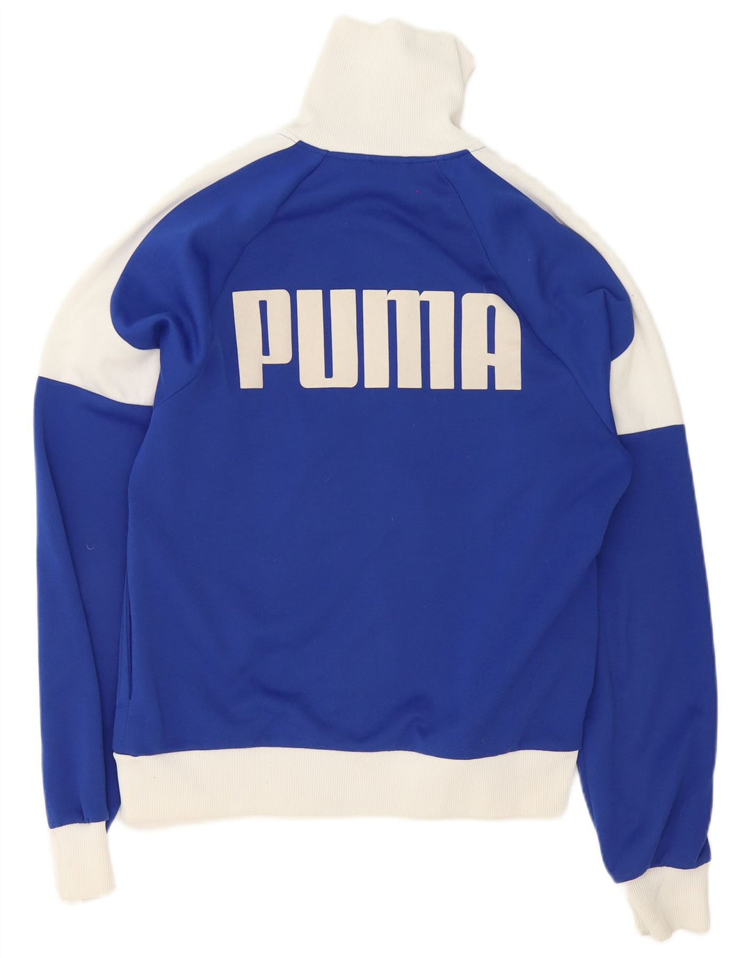Męska kurtka dresowa Puma z grafiką, średni niebieski, poliester z blokami kolorów