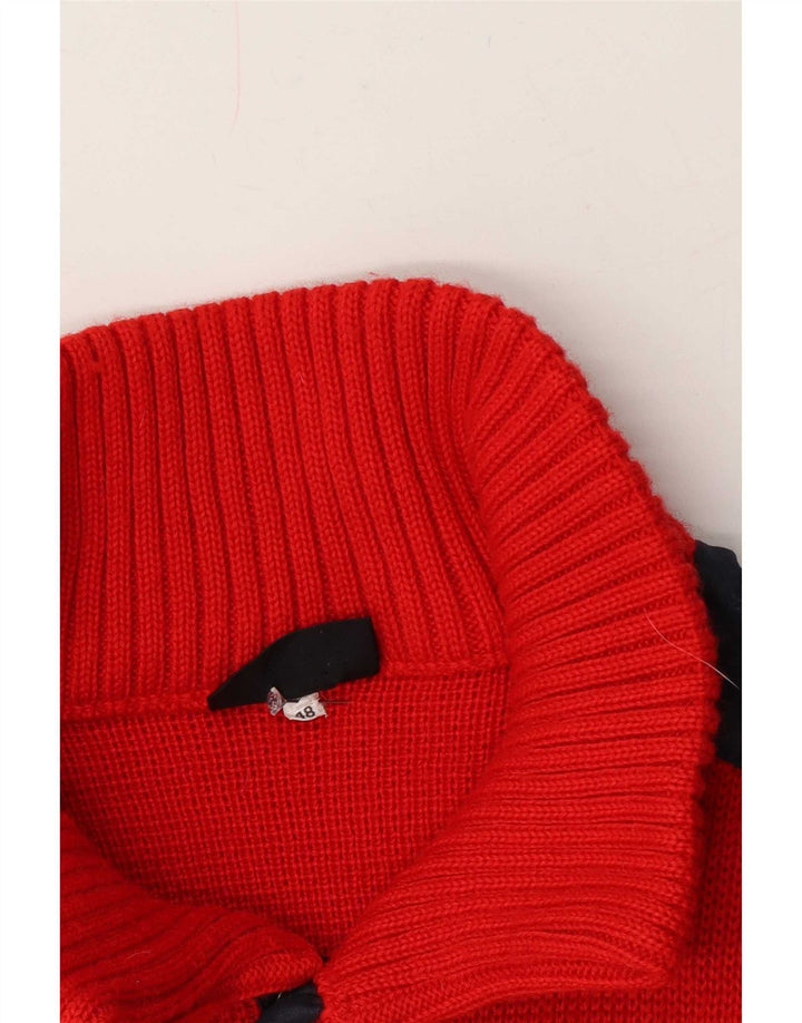 Vintage męski sweter zapinany na guziki IT 48 w kolorze średniej czerwieni
