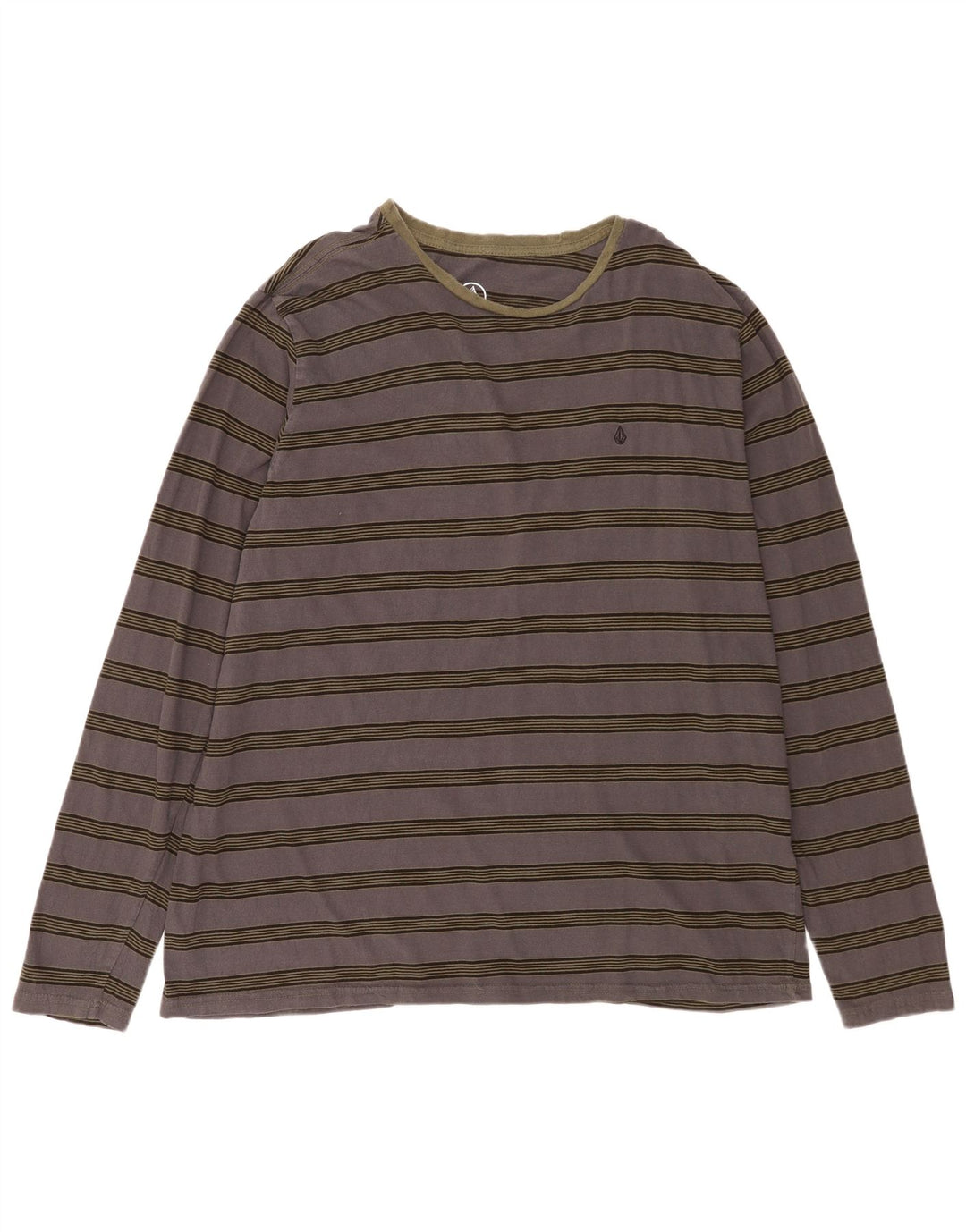Męski top Volcom z długim rękawem 2XL, szary, bawełniany w paski