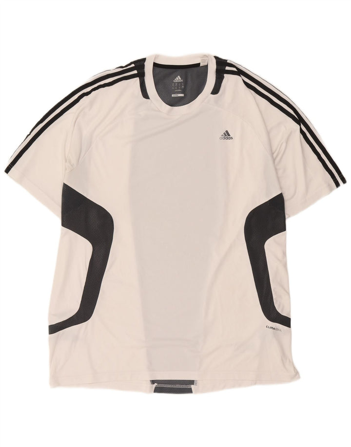 Adidas Męska koszulka Climacool Top 2XL Biały poliester z blokami kolorów