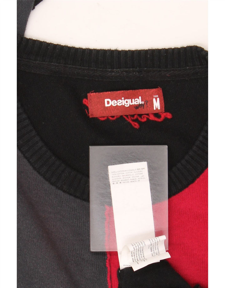 Desigual męski sweter z okrągłym dekoltem, bawełniany, w kolorze średniej czerni