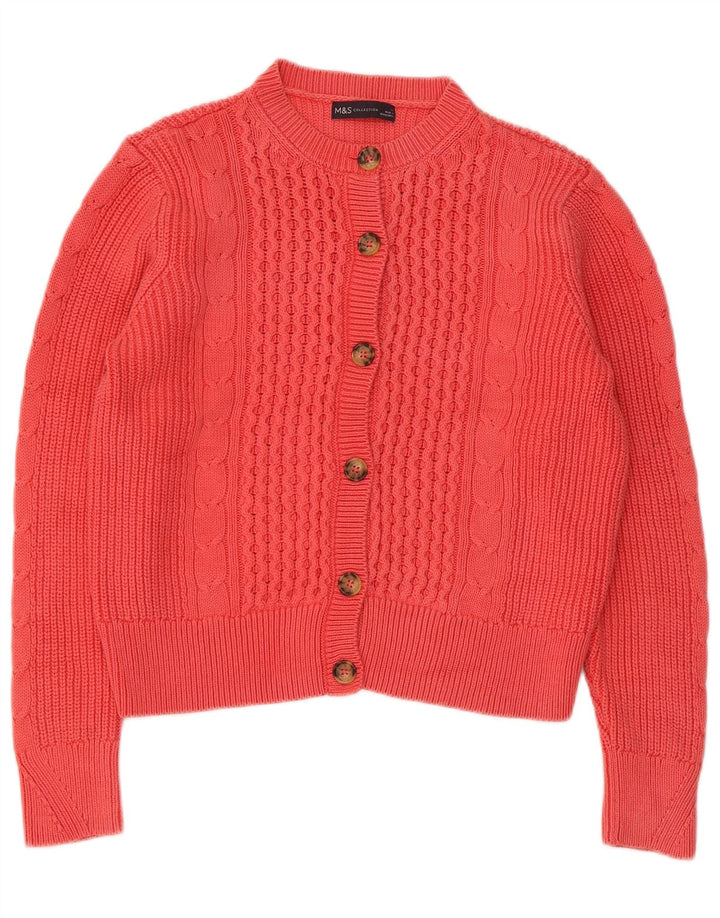 Marks & Spencer Damski sweter rozpinany UK 12, średni, różowy, bawełniany