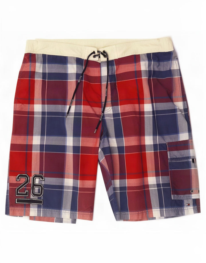 Męskie spodenki kąpielowe Tommy Hilfiger 2XL w czerwoną kratkę