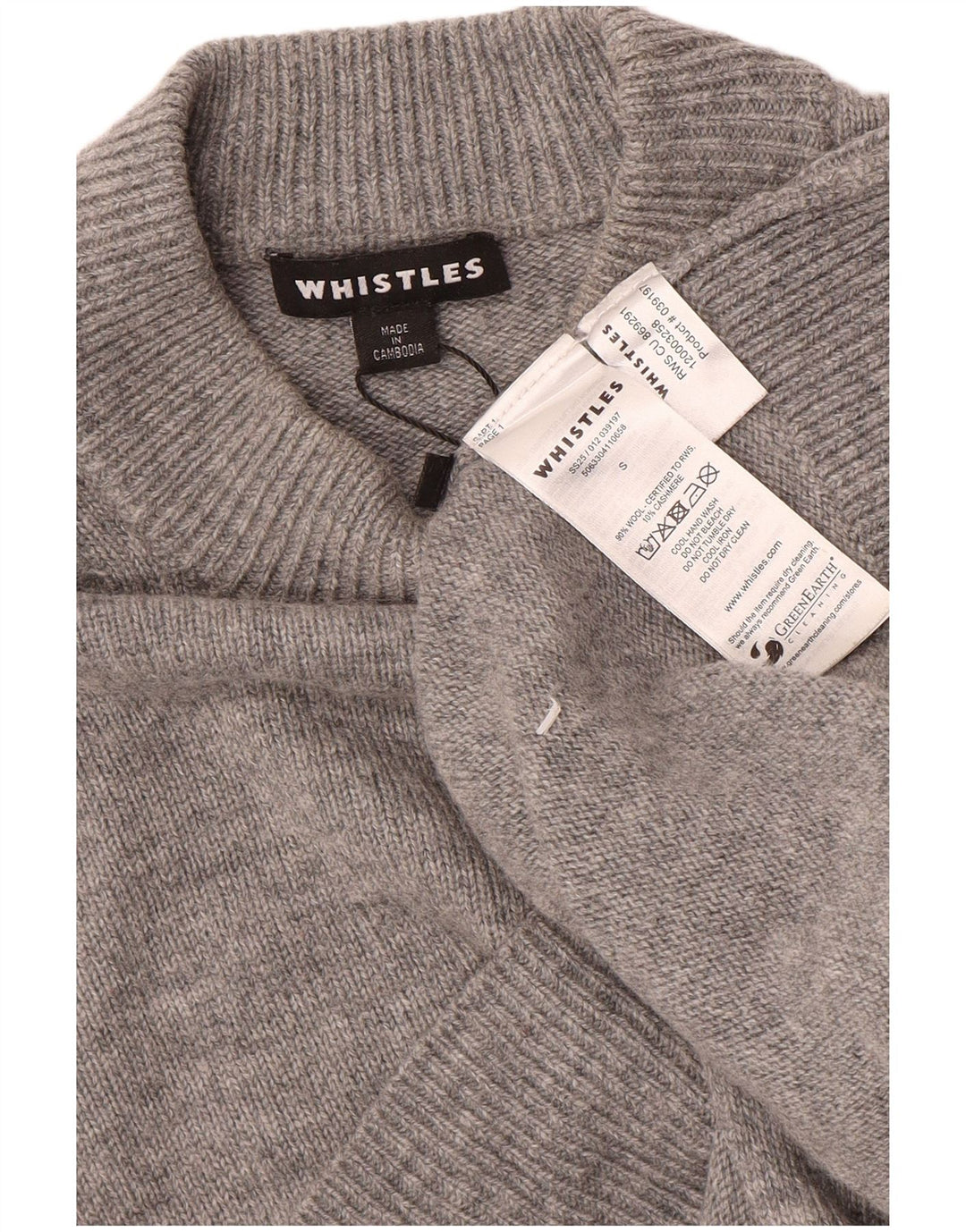 Whistles Damski sweter oversize z golfem UK 10 Small, szara wełna