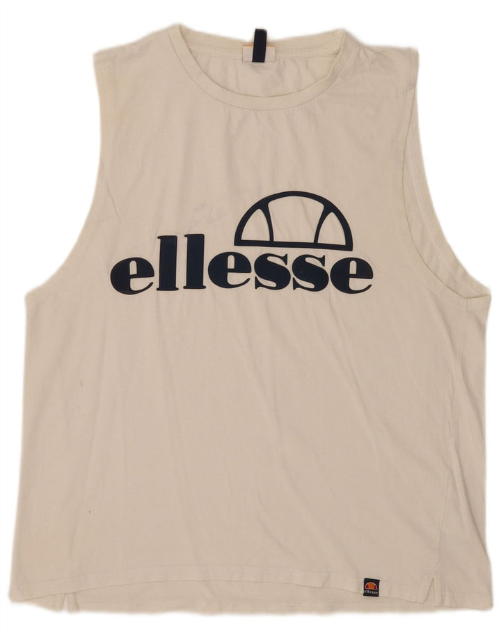 Męska kamizelka z grafiką Ellesse, duża, biała, bawełniana
