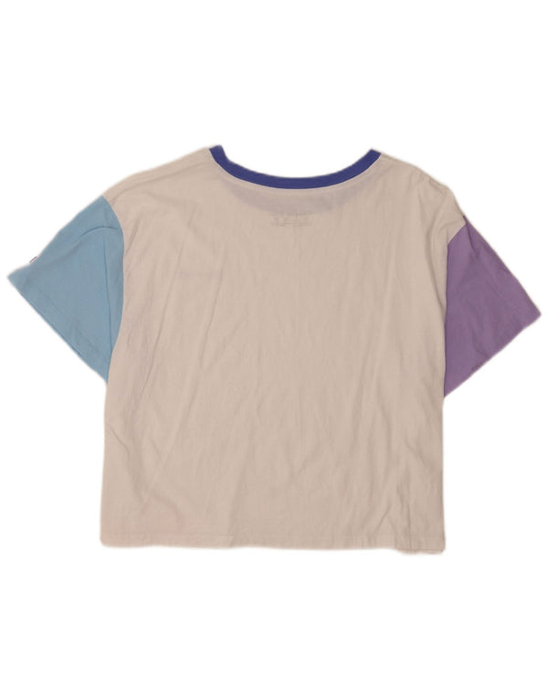 Damska koszulka Champion Crop Graphic Top UK 20 2XL Biała bawełna z blokami kolorów