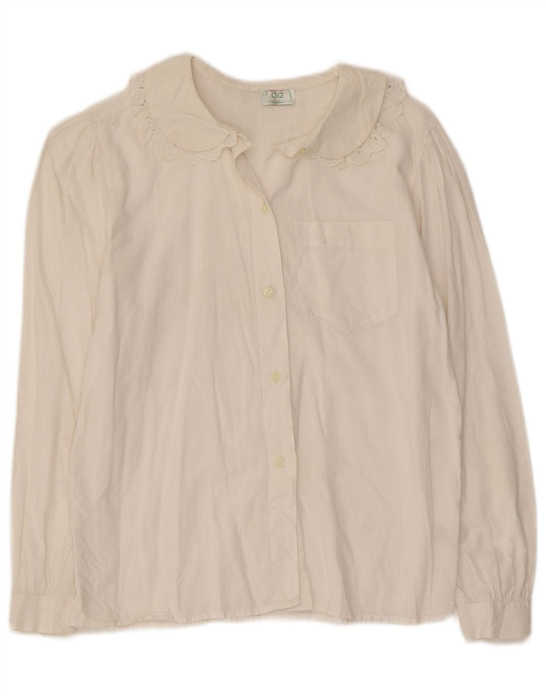 Damska bluzka koszulowa Benetton UK 8, mała, złamanej bieli, bawełniana