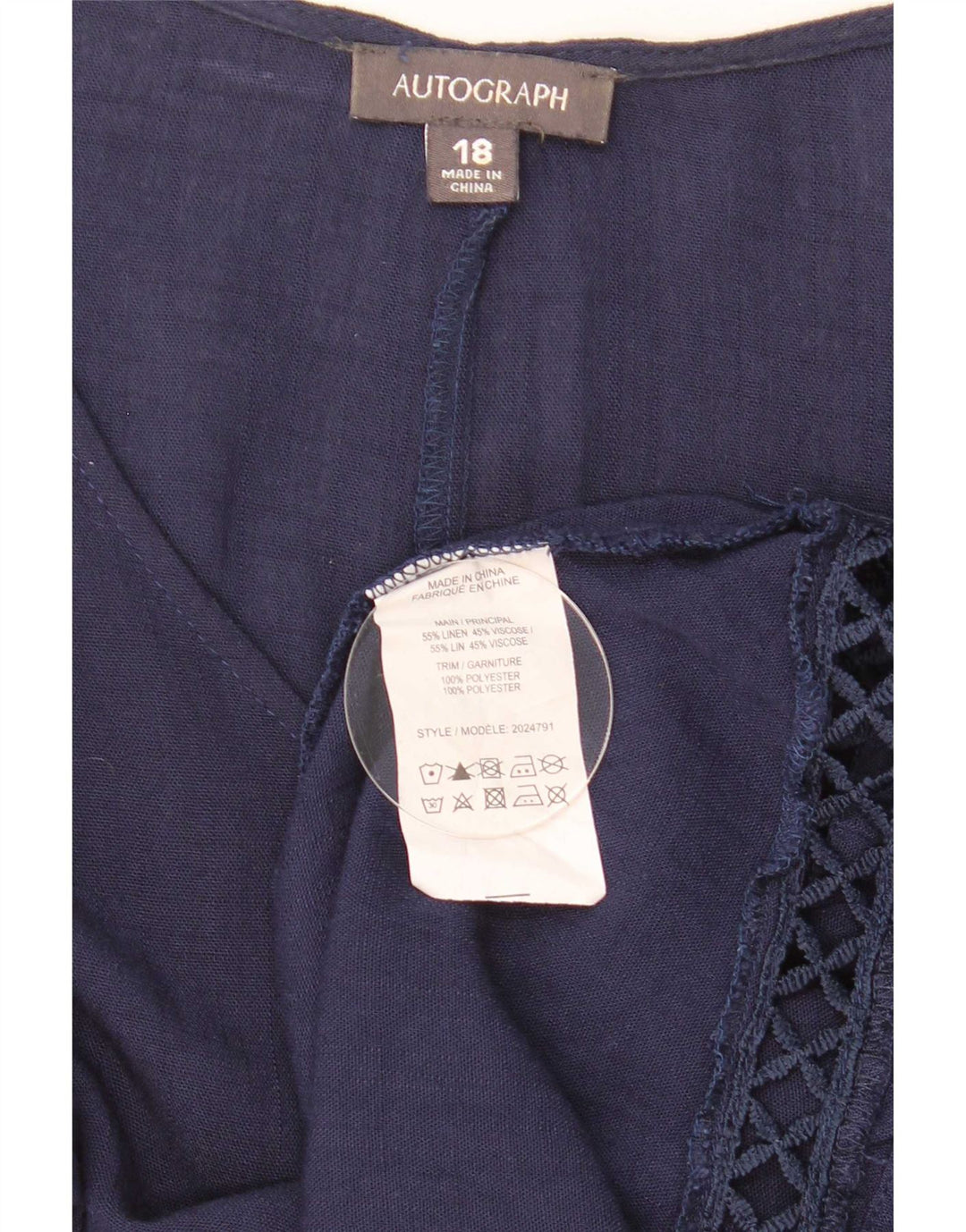 Marks & Spencer Damska bluzka oversize z autografem, UK 18 XL, granatowa