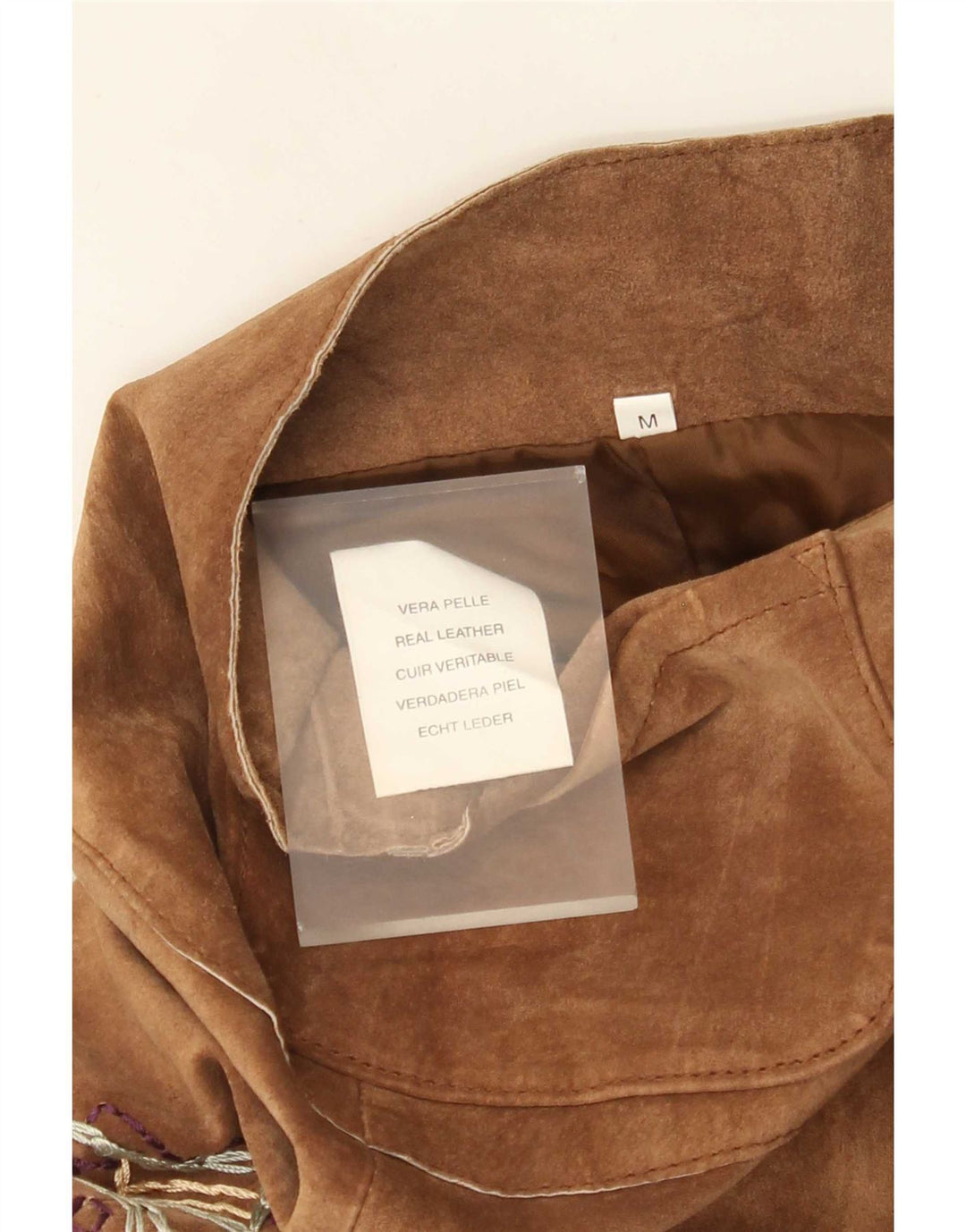 Zamszowe spodnie damskie w stylu vintage, średnie W30 L33, brązowa skóra