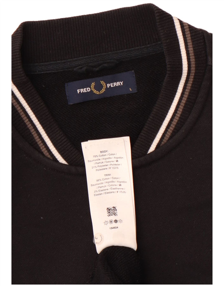 FRED PERRY Męska bluza dresowa, duża, czarna, bawełniana