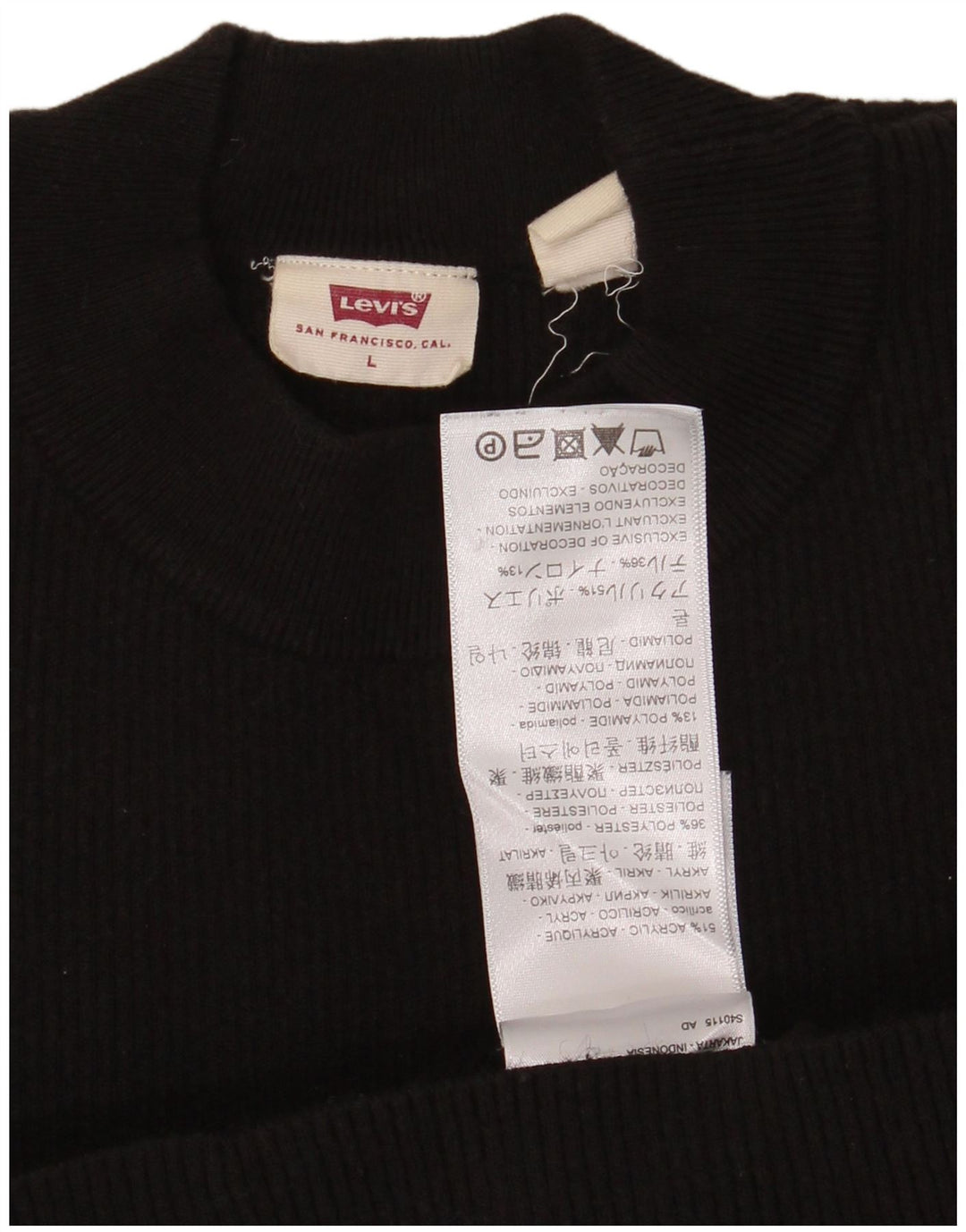 Levi's Damski Sweter z Okrągłym Dekoltem UK 14 Duży Czarny Akryl