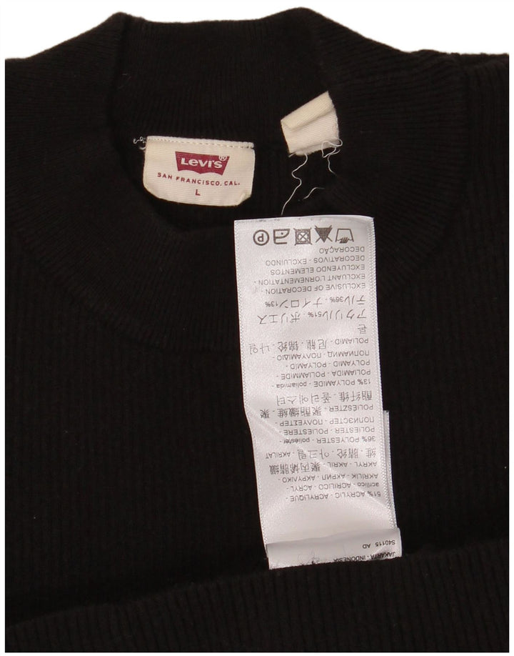 Levi's Damski Sweter z Okrągłym Dekoltem UK 14 Duży Czarny Akryl