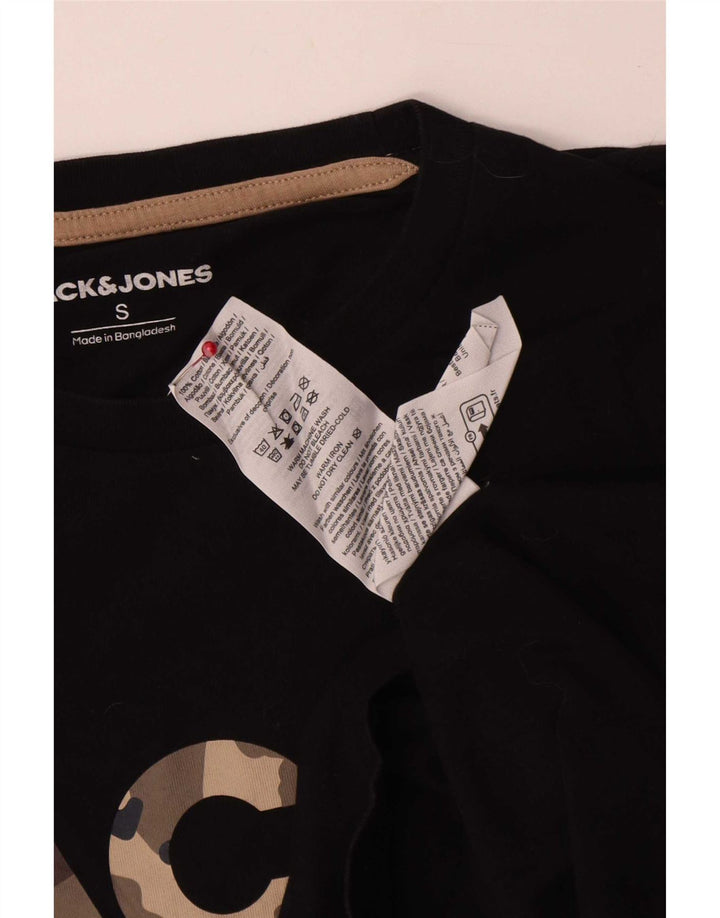 Męski T-shirt z grafiką Jack & Jones, mały, czarny, bawełniany