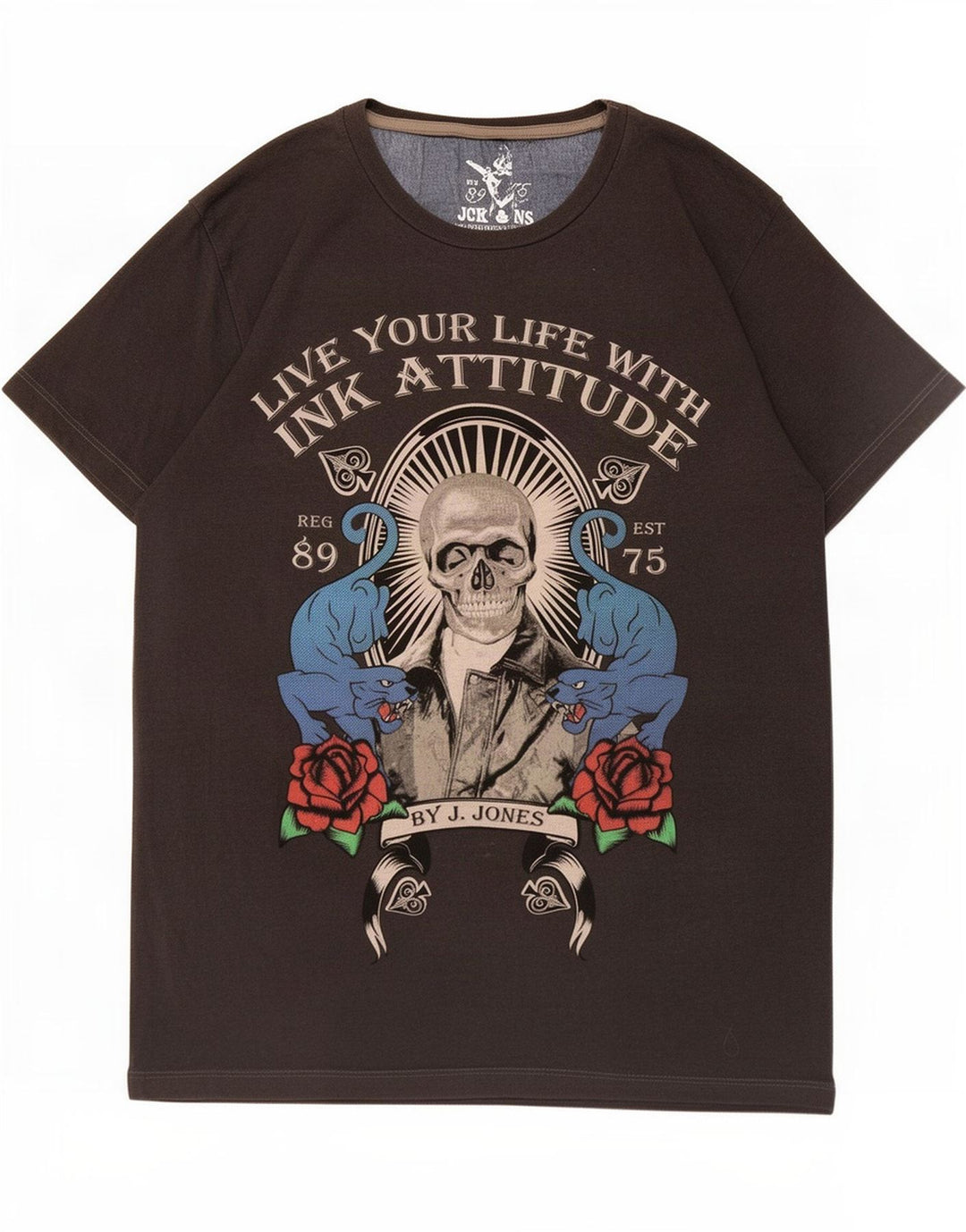 Męski T-shirt z grafiką Jack & Jones, mały, szary
