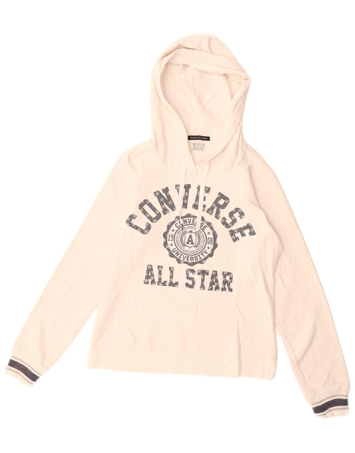 Damski sweter z kapturem CONVERSE UK 12, średni biały, bawełniany