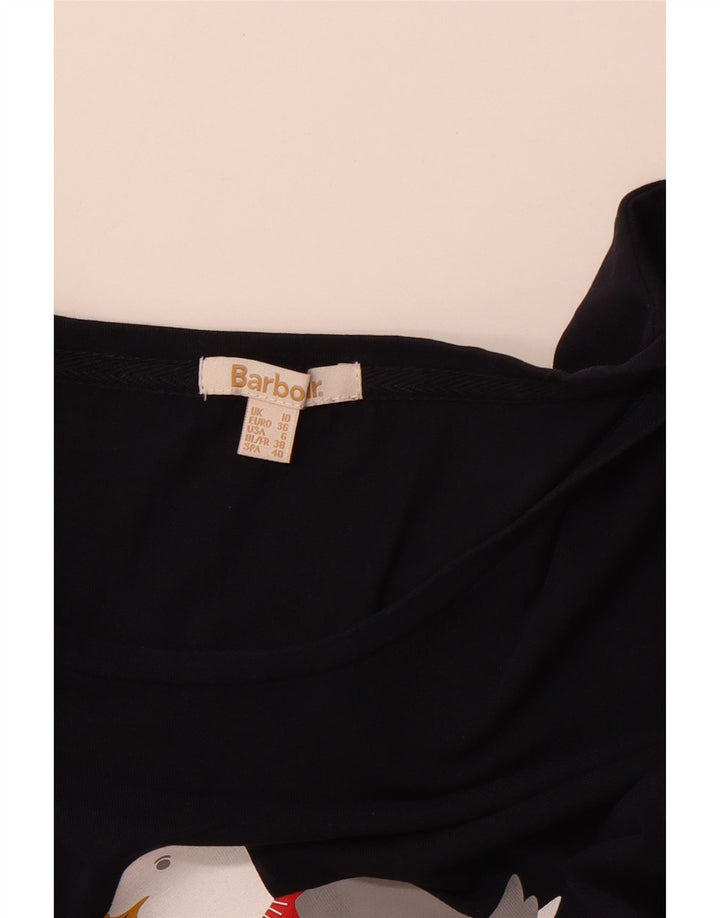 Damski top graficzny BARBOUR z długim rękawem, UK 10, mały, granatowy, świąteczny