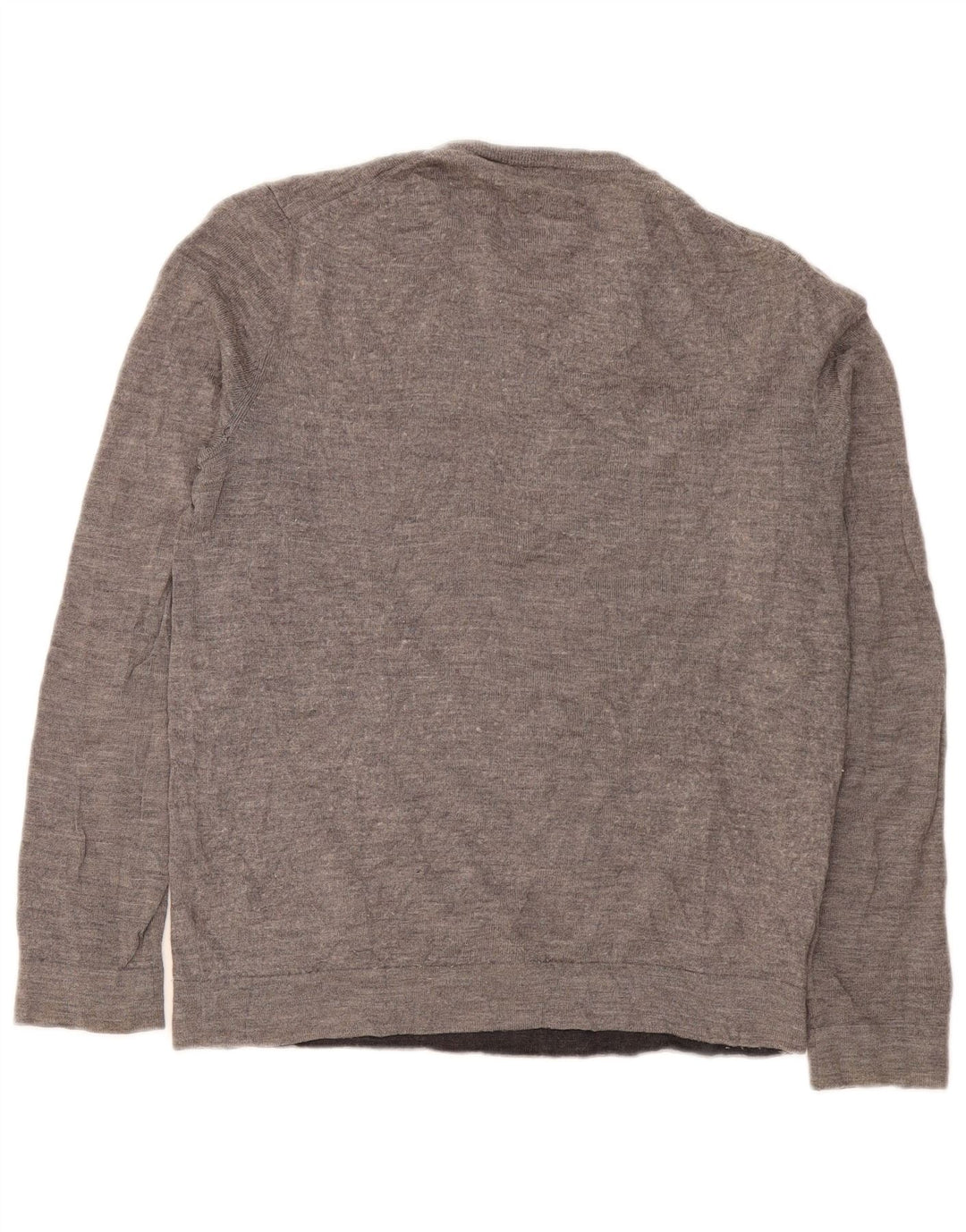 Męski sweter Calvin Klein z okrągłym dekoltem, średnioszary, nakrapiany, z wełny merynosów