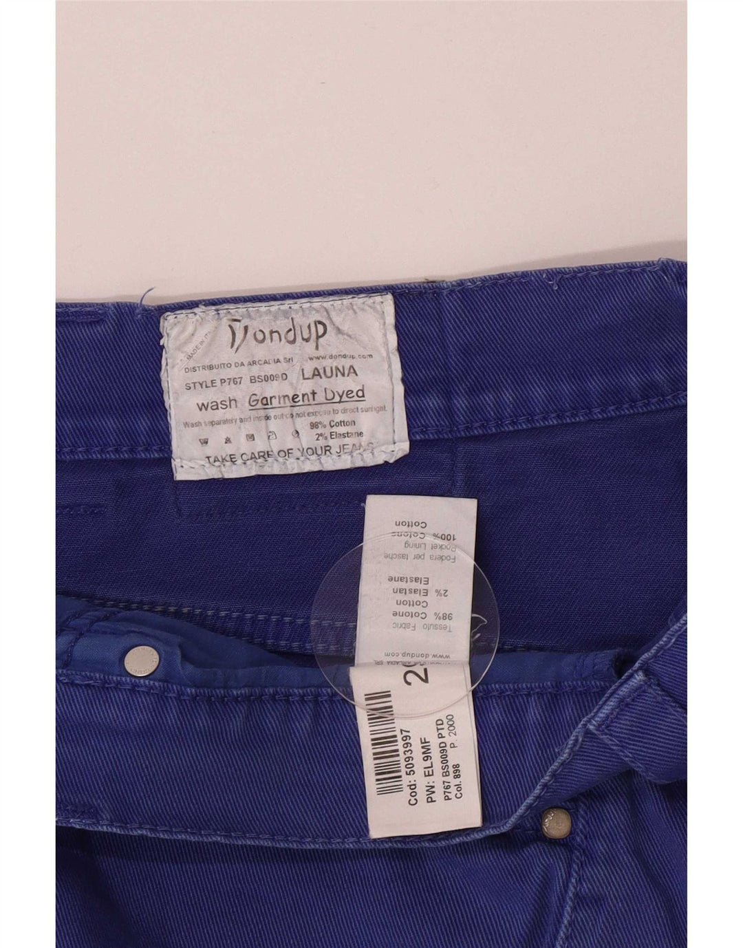 Damskie spodenki jeansowe Dondup o regularnym kroju UK 12 Medium W29, niebieska bawełna