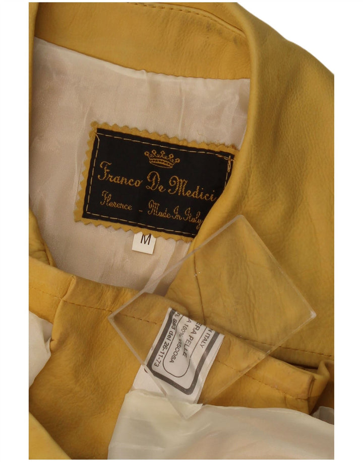 VINTAGE Mens Leather Jacket UK 38 Medium Yellow Leather