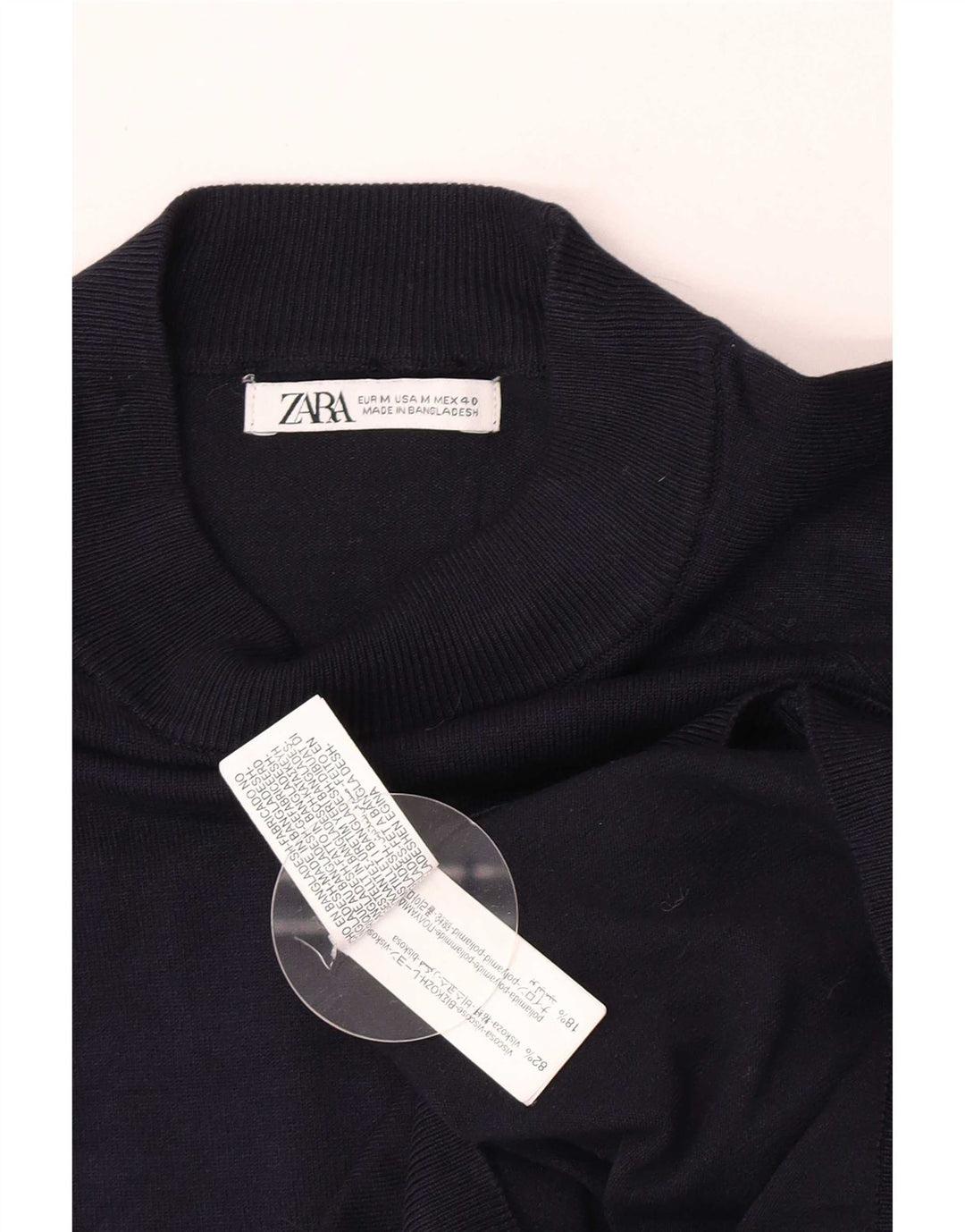 Męski sweter z okrągłym dekoltem Zara, średni granatowy, wiskoza