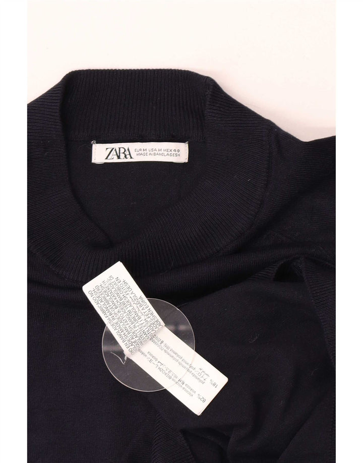Męski sweter z okrągłym dekoltem Zara, średni granatowy, wiskoza