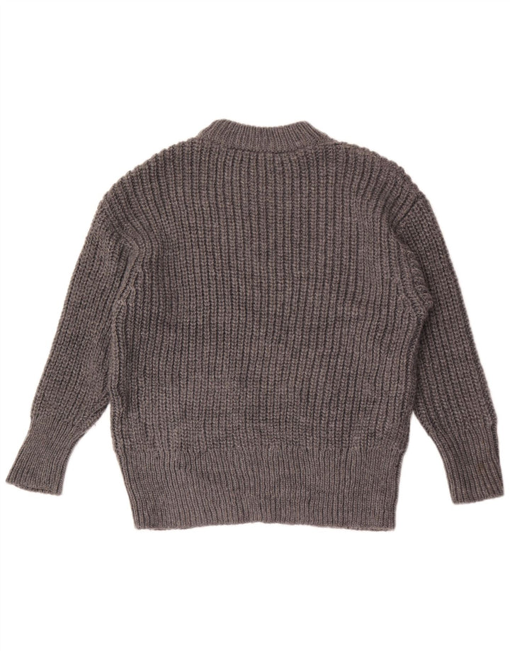 Damski sweter oversize z dekoltem w łódkę Zara UK 10, mały, szary poliester