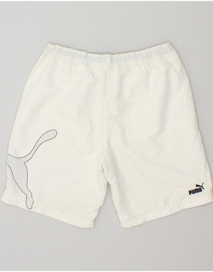 PUMA Mens Graphic Sport Shorts Medium White Polyester Vintage Puma and Second-Hand Puma from Messina Hembry 