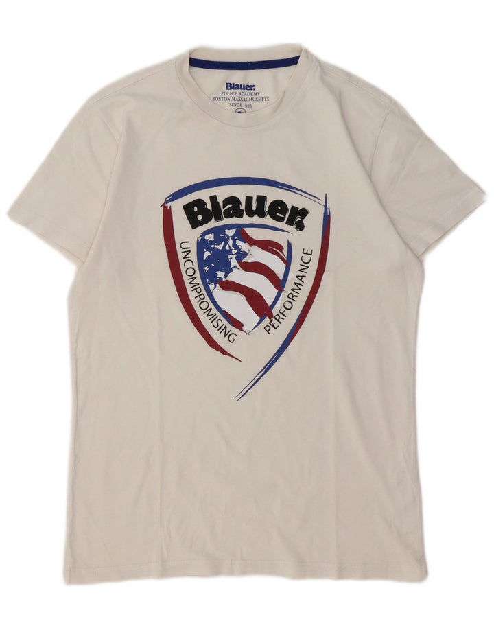 Chłopięcy T-shirt z grafiką BLAUER 13-14 lat, biała bawełna