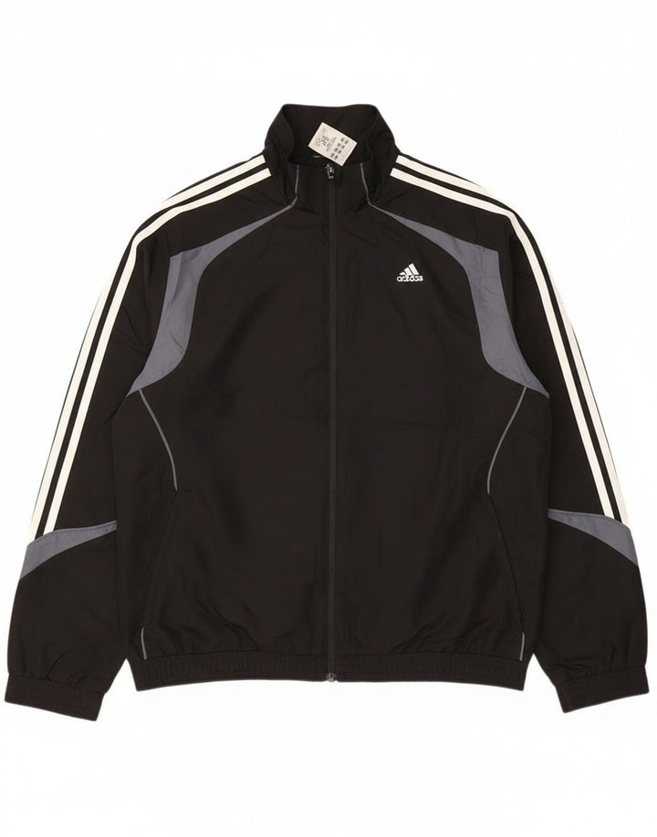 Adidas Męska bluza dresowa UK 42/44 Duży czarny poliester z blokami kolorów